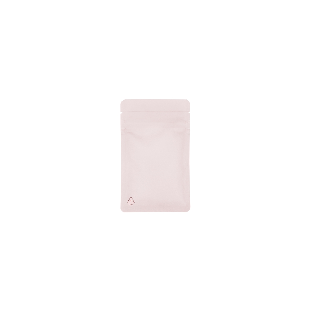 Sachet 3 soudures Recyclable avec Zip 80 mm x 130 mm Rose