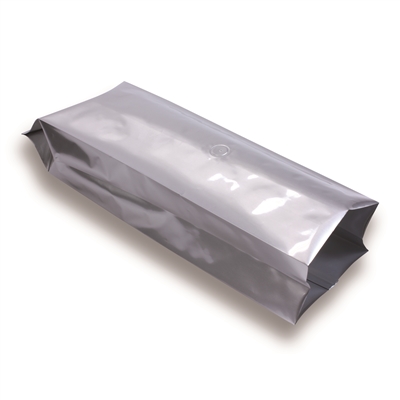 Side Gusset Bag with Valve 90 mm x 305 mm Sølv