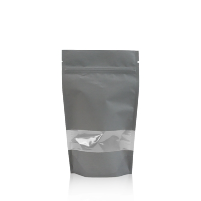 Lamizip Kraft Paper Stand Up Pouches with window 5.51 inch x 9.25 inch Grey